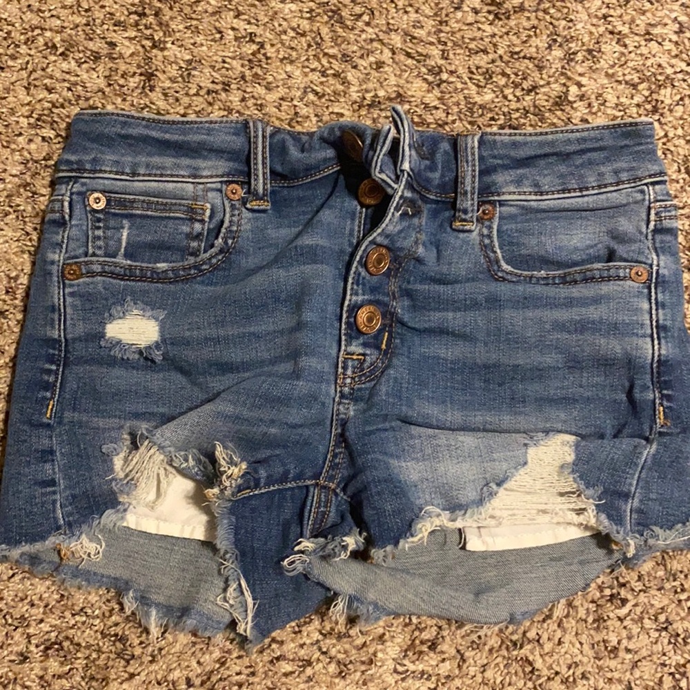 AE shorts with rose gold buttons